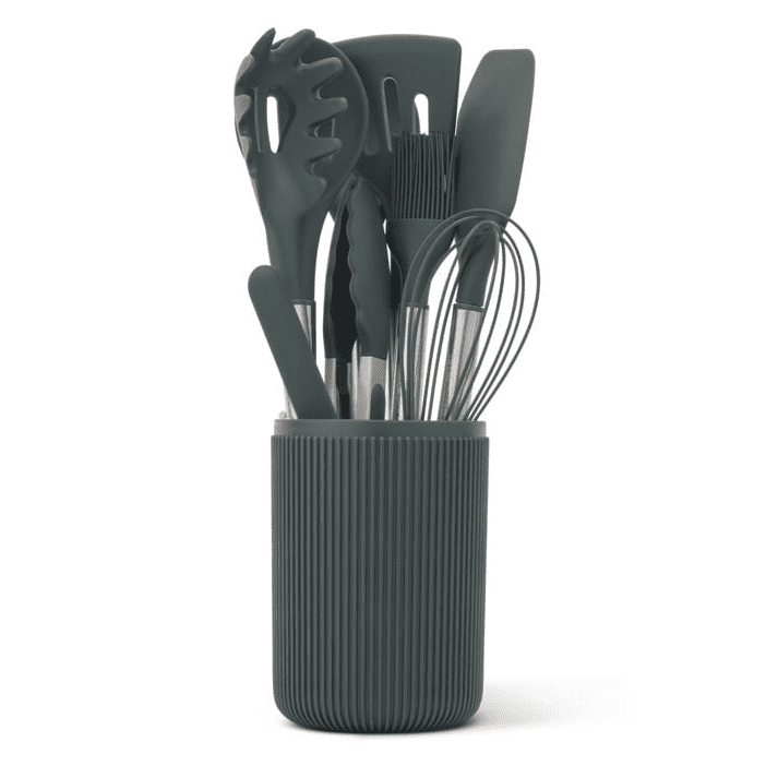 Ergonomic Cooking 10-Piece Silicone Gadget Set - Green - Premium Stainless Steel Cooking Utensil for Non-Stick Pots - Default Title