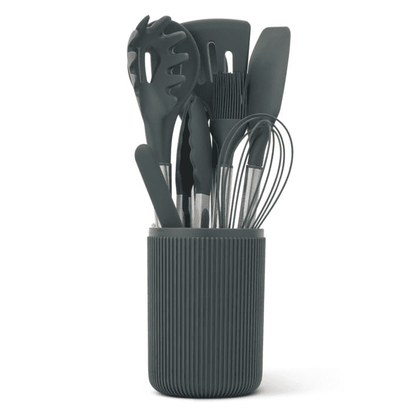 Ergonomic Cooking 10-Piece Silicone Gadget Set - Green - Premium Stainless Steel Cooking Utensil for Non-Stick Pots - Default Title