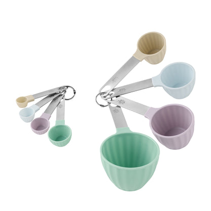 Premium Kitchen 8-Piece Plastic Measuring Cup and Spoon Set, Multicolor - Multi-Functional Manual Food Chopper & Slicer - Default Title