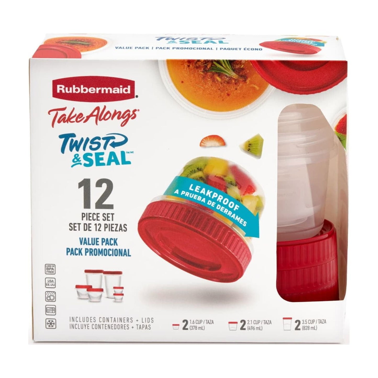 Playful Geometric 12 Piece Food Storage Set, Red - Fun Food Fidget Cookie Squishable Toy - Default Title