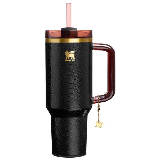 Car-Cup Friendly The Quencher Luxe H2.0 Flowstate Tumbler D170A - Premium Stainless Steel Straw Cup for All-Day Hydration - Black Snakeskin