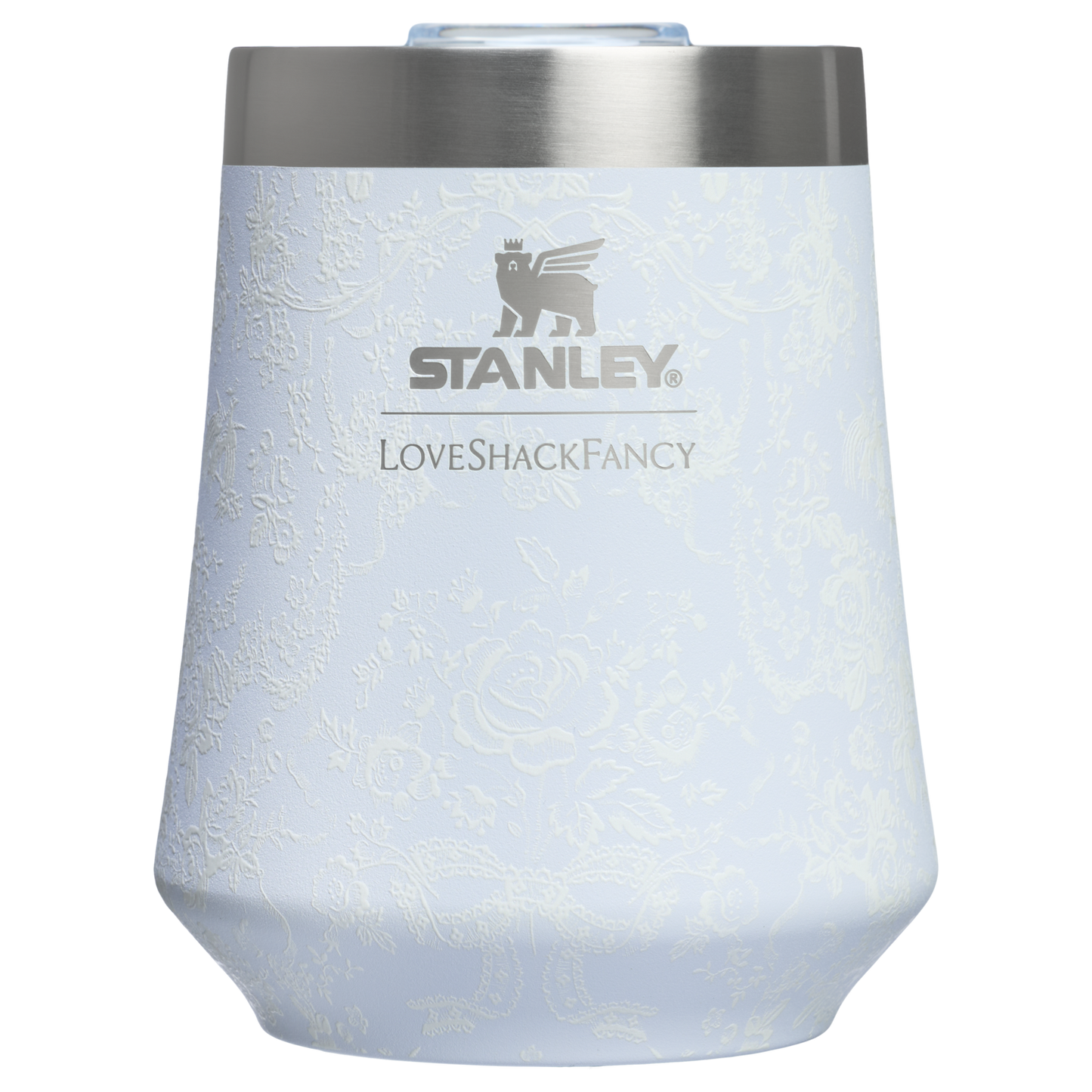 Premium Matte Stanley 1913 x LoveShackFancy Holiday Reserve Wine Tumbler D204X - Shatterproof Flavor-Preserving Cocktail Tumbler with Lid - Baby Bow Pink Peppermint