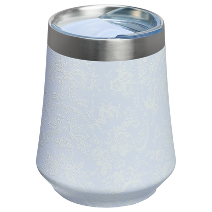Premium Matte Stanley 1913 x LoveShackFancy Holiday Reserve Wine Tumbler D204X - Shatterproof Flavor-Preserving Cocktail Tumbler with Lid Detail