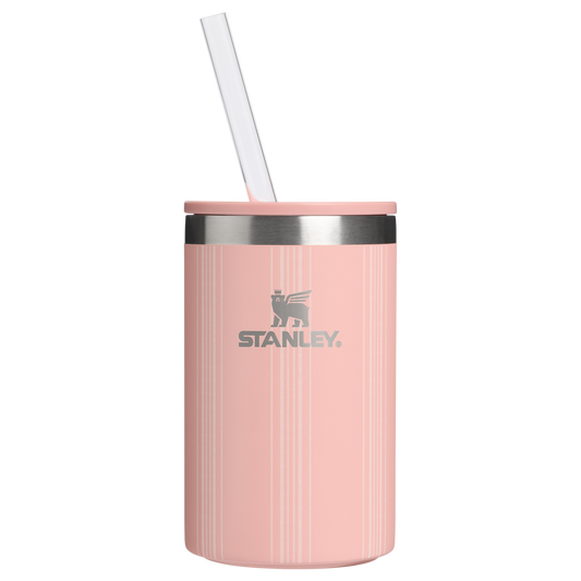 Ice-Retention The Everyday Can Cooler Cup D353P - Compact All-Weather Soft-Sided Cooler Backpack - Peach Rose Picnic Stripe