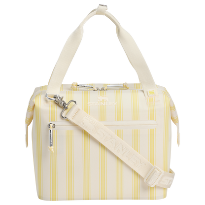 Portable Mini The All Day Julienne Mini Cooler D349V - Heavy-Duty Ice-Retention Food & Beverage Carrier - Cream Picnic Stripe