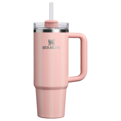 Insulated Travel The Quencher H2.0 Flowstate Tumbler D343V - Double-Wall Vacuum Insulated Travel Tumbler with Straw - Peach Rose Picnic Stripe
