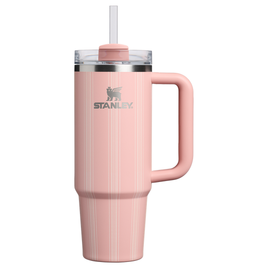 Insulated Travel The Quencher H2.0 Flowstate Tumbler D343V - Double-Wall Vacuum Insulated Travel Tumbler with Straw - Peach Rose Picnic Stripe