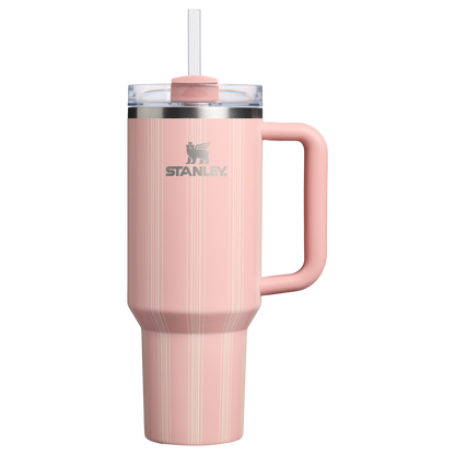 Insulated Travel The Quencher H2.0 Flowstate Tumbler D342C - Double-Wall Vacuum Insulated Travel Tumbler with Straw - Peach Rose Picnic Stripe