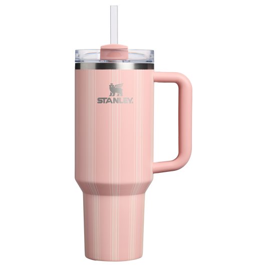 Insulated Travel The Quencher H2.0 Flowstate Tumbler D342C - Double-Wall Vacuum Insulated Travel Tumbler with Straw - Peach Rose Picnic Stripe