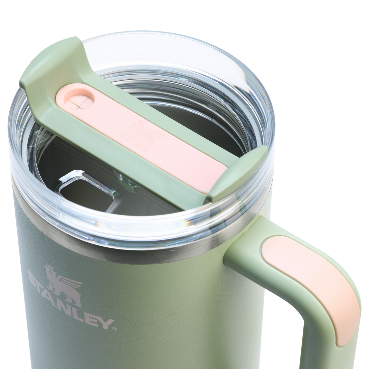 Splash-Resistant FlowState The Quencher H2.0 Flowstate Tumbler  | Stanley Create D332L - FlowState 3-Position Lid Insulated Travel Mug Detail