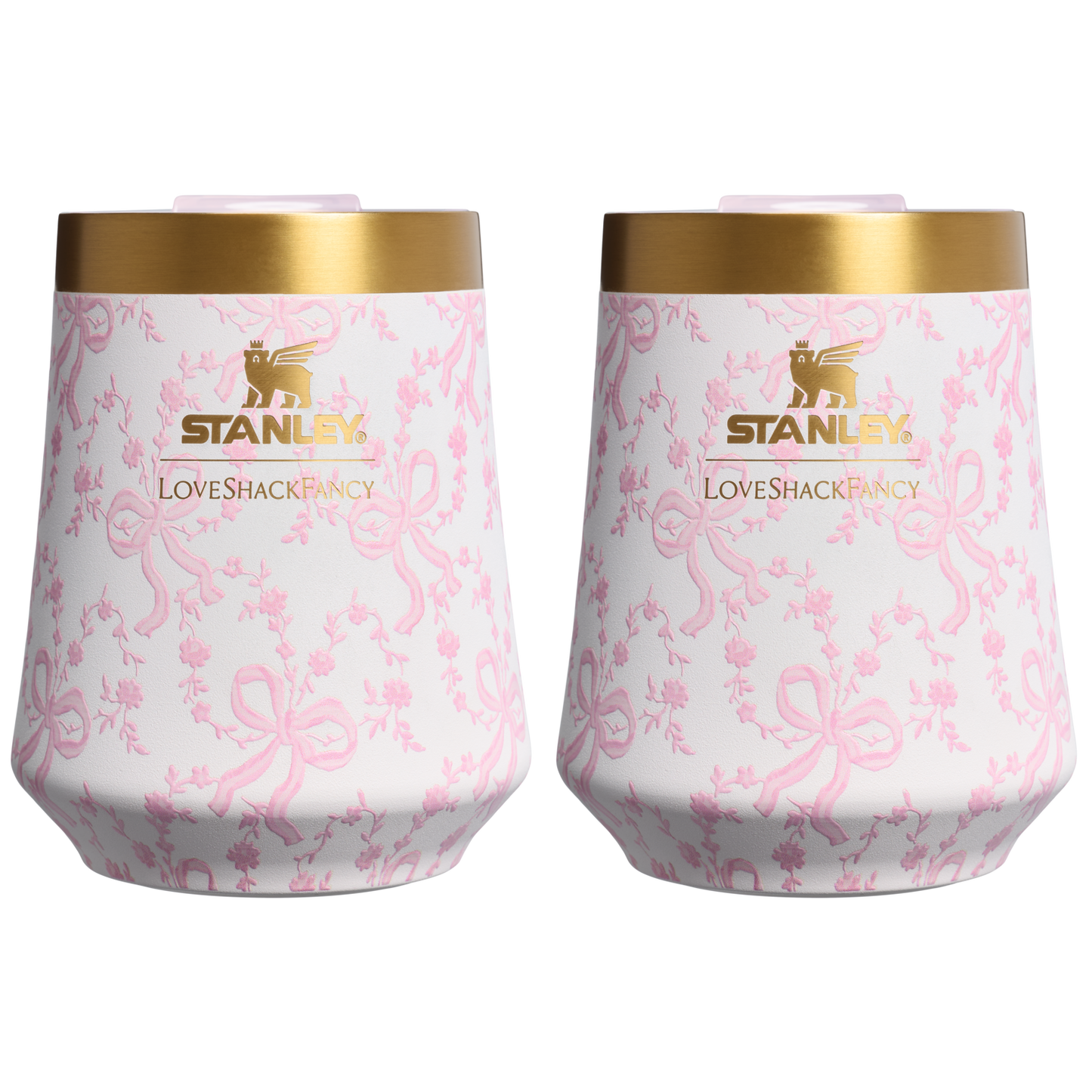 Vacuum Insulated Wine Stanley 1913 x LoveShackFancy Holiday The Reserve Wine Tumbler Set | 2-pack D205C - Reserve Collection Stainless Steel Whiskey Cup - Coquette Bow Chantilly