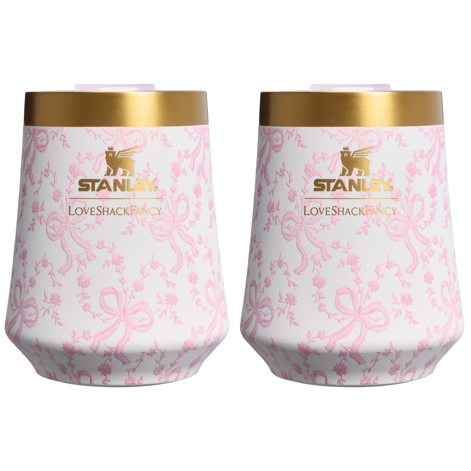 Vacuum Insulated Wine Stanley 1913 x LoveShackFancy Holiday The Reserve Wine Tumbler Set | 2-pack D205C - Reserve Collection Stainless Steel Whiskey Cup - Coquette Bow Chantilly