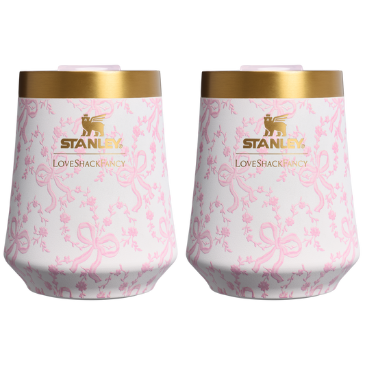 Vacuum Insulated Wine Stanley 1913 x LoveShackFancy Holiday The Reserve Wine Tumbler Set | 2-pack D205C - Reserve Collection Stainless Steel Whiskey Cup - Coquette Bow Chantilly