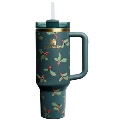 Double-Wall Vacuum The Cheers & Cheer Quencher H2.0 Flowstate Tumbler D188Q - Premium Stainless Steel Straw Cup for All-Day Hydration - Holiday Botanical