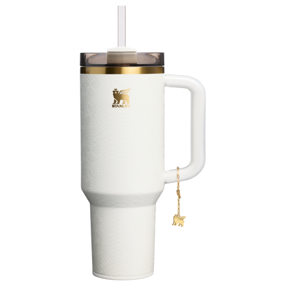 Car-Cup Friendly The Quencher Luxe H2.0 Flowstate Tumbler D170A - Premium Stainless Steel Straw Cup for All-Day Hydration - Pale Stone Snakeskin