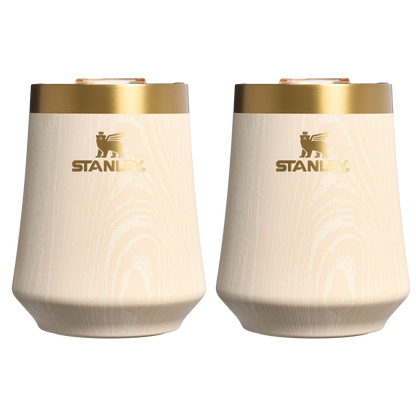 Vacuum Insulated Wine The Cheers & Cheer Reserve Wine Tumbler | 2-pack D190T - Reserve Collection Stainless Steel Whiskey Cup - Birch Woodgrain