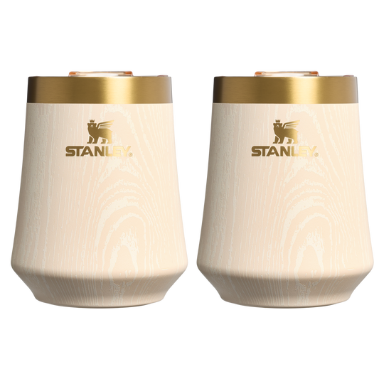 Vacuum Insulated Wine The Cheers & Cheer Reserve Wine Tumbler | 2-pack D190T - Reserve Collection Stainless Steel Whiskey Cup - Birch Woodgrain