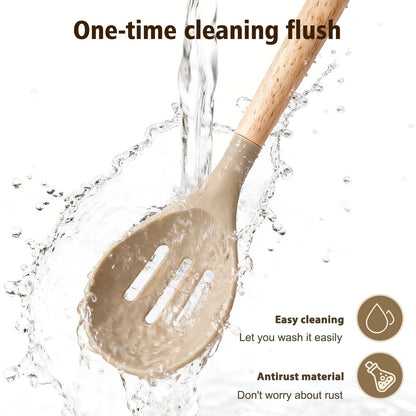 High-Precision Silicone Cooking Utensils Set, Heat Resistant Kitchen Tools, 36 PCS Non-Stick Silicone Cooking Kitchen Utensils, Khaki - Professional Kitchen Tool for Culinary Enthusiasts Detail