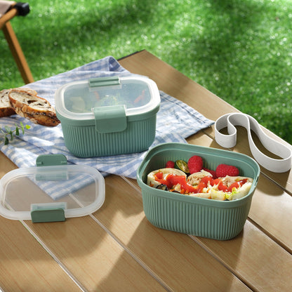 Playful Geometric Food Storage Snack Container, Plastic, Rectangle, Green, 19oz Capacity, Best Used for On-the-Go Snacks and Small Port... - Deliciously Soft Cupcake Sensory Glob Detail