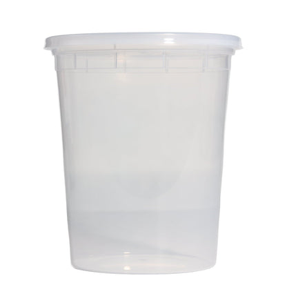 Playful Geometric 40 Piece 32oz Plastic Deli Container, Ideal Use for Meal Prep and Batch Cooking - Deliciously Soft Cupcake Sensory Glob Detail