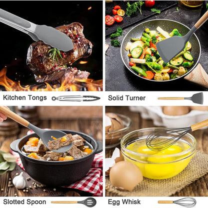 Heavy Duty Silicone Cooking Utensils Set, 446°F Heat Resistant Wooden Handle Cooking Kitchen Utensils Spatula Set with Holder fo... - Heavy Duty Stainless Steel Kitchen Shears Detail