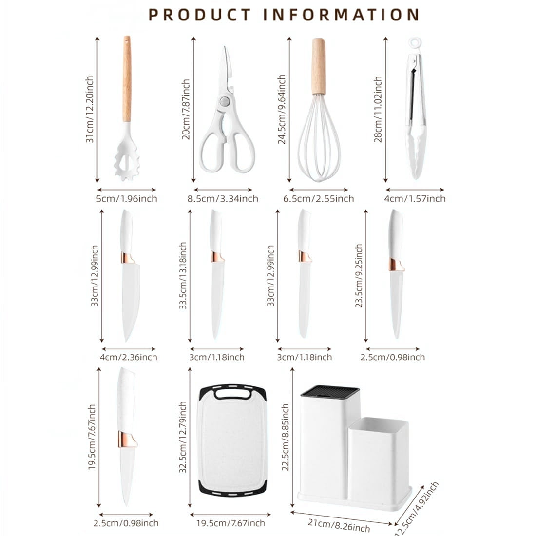 Heat-Resistant Kitchen Utensils Set for Cooking, 11 Cooking Utensils, 6 Knife set Beige,3 Utensil Sets,utensilios de cocina - Durable Turner & Ladle Utensil Set for Home Chefs Detail
