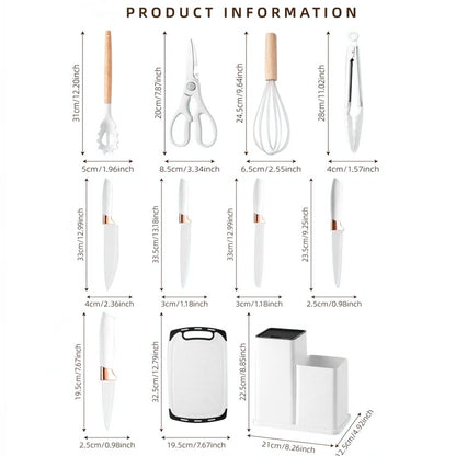 Heat-Resistant Kitchen Utensils Set for Cooking, 11 Cooking Utensils, 6 Knife set Beige,3 Utensil Sets,utensilios de cocina - Durable Turner & Ladle Utensil Set for Home Chefs Detail