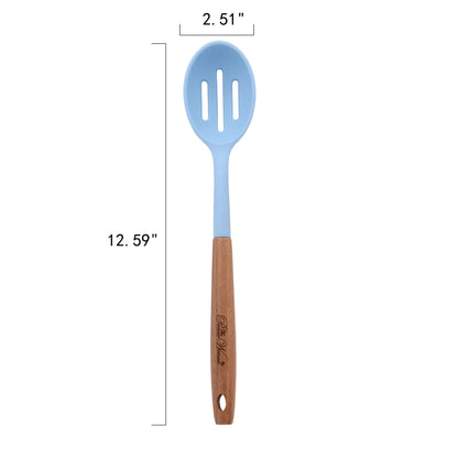 Heavy Duty 10-Piece Silicone and Acacia Wood Handle Cooking Utensils Set, Blue - Professional Kitchen Tool for Culinary Enthusiasts Detail