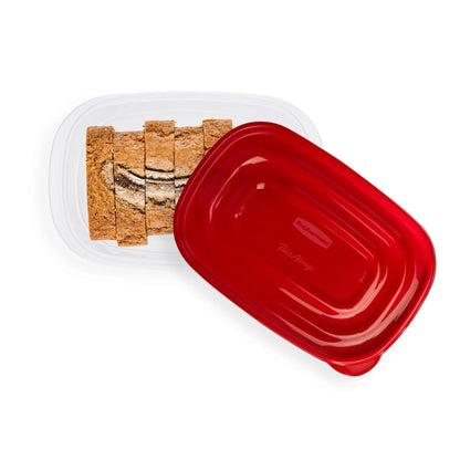 Playful Geometric 8 Cups, 2 Packs, Red, Plastic Deep Rectangle Food Storage Containers - Squishy Dohnut Sweet Treat Shaped Stress Toy Detail