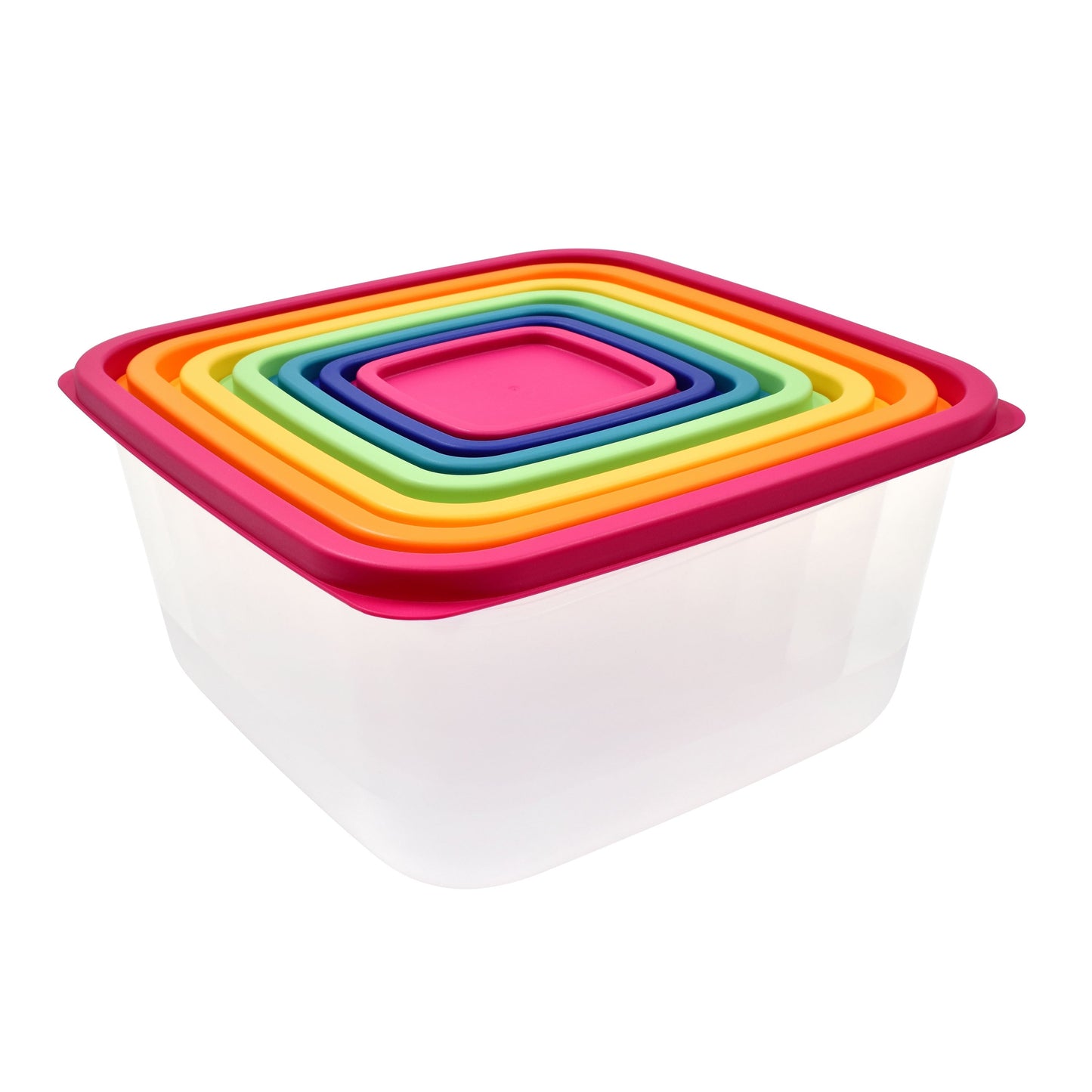 Whimsical Doughnut Plastic Rainbow Food Storage Set, Multi Color, 14 Count, Best Used for Leftover Storage and Reheating - Fun Food Fidget Cookie Squishable Toy Detail