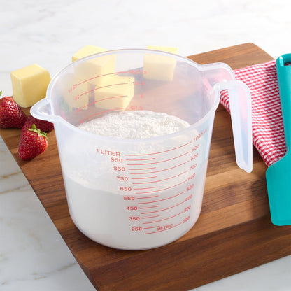 Time-Saving (12 pack) 4 Cup PP Plastic Measuring Cup, 32 oz, Clear - Premium Stainless Steel Garlic Presser & Peeler Detail