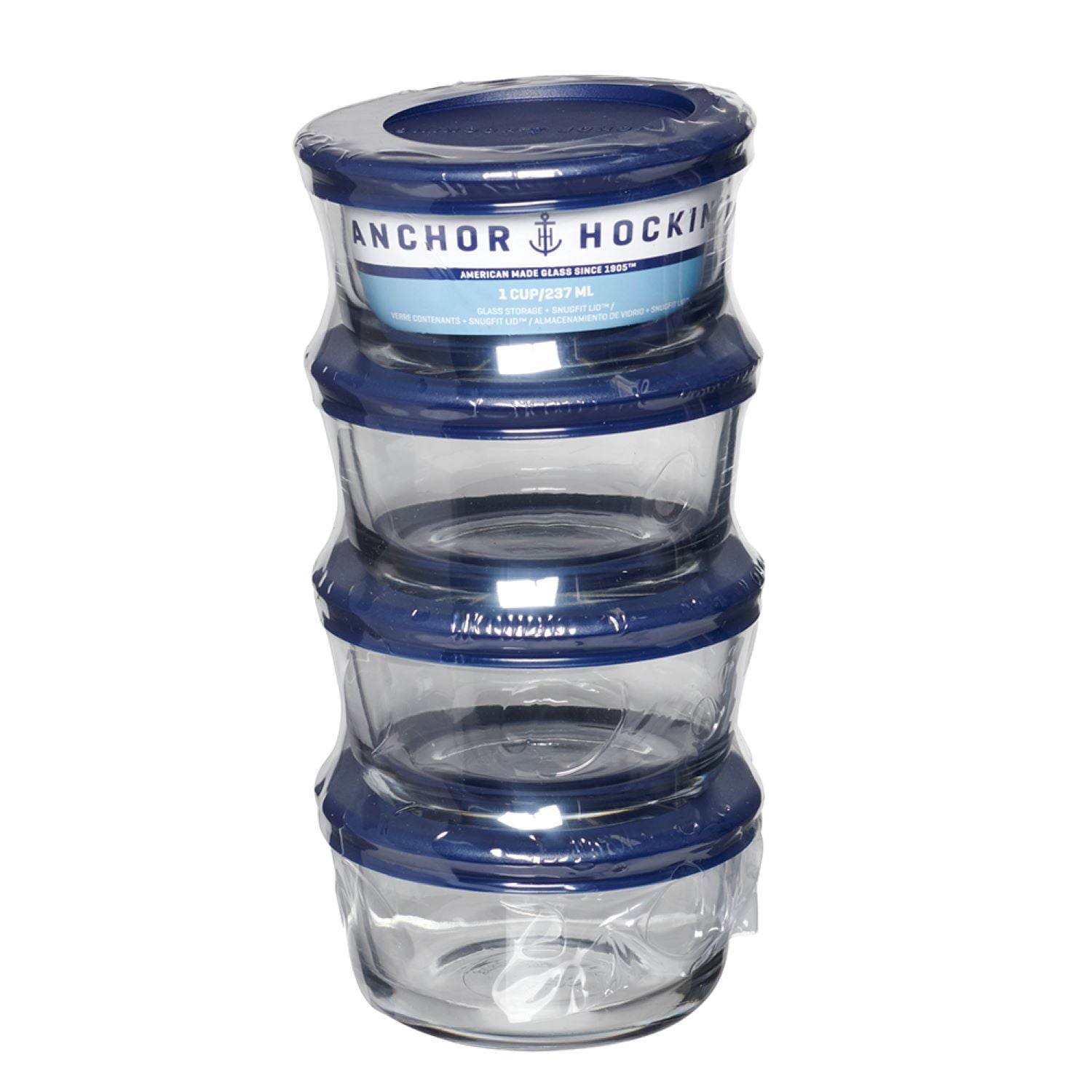 Whimsical Doughnut Glass Food Storage Containers with Lids, 1 Cup Round, Set of 4 - Playful Star & Heart Shaped Geometric NeeDoh Detail