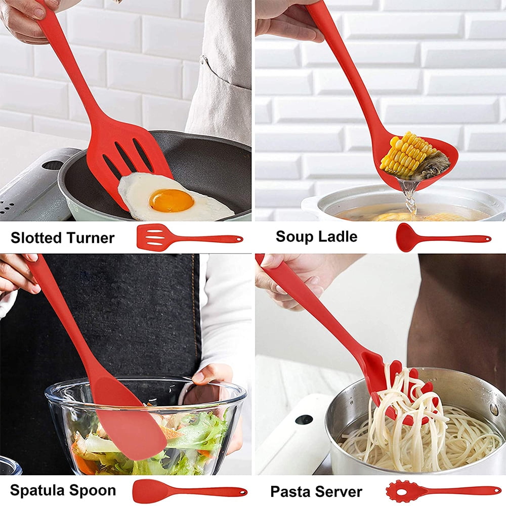 Durable Steel 14 Pcs Cooking Utensils Set with Holder, Heat Resistant Silicone Kitchen Cookware Utensils Set, Kitchen Cooking Tools... - Multi-Purpose Hand Tool for Daily Meal Prep Detail