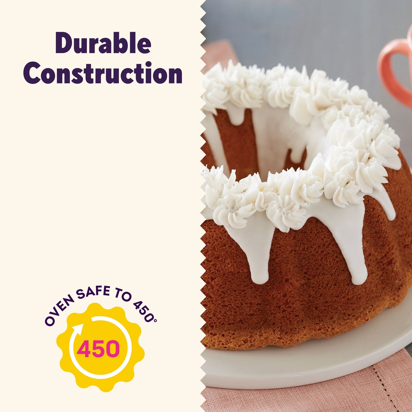 Multi-Functional Everyday Non-Stick Bundt Cake Pan 6" Fluted Tube Baking Pan, Packaging May Vary - Premium Stainless Steel Garlic Presser & Peeler Detail