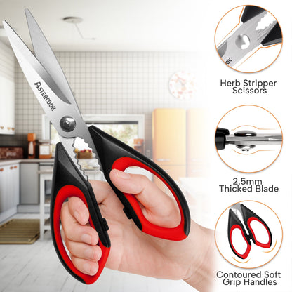 Ergonomic Manual 2 Pcs Kitchen Scissors, Heavy Duty Shears with Serrated Blade, Ergonomic Handle Food Scissor for Poultry, H... - Multi-Functional Manual Food Chopper & Slicer Detail