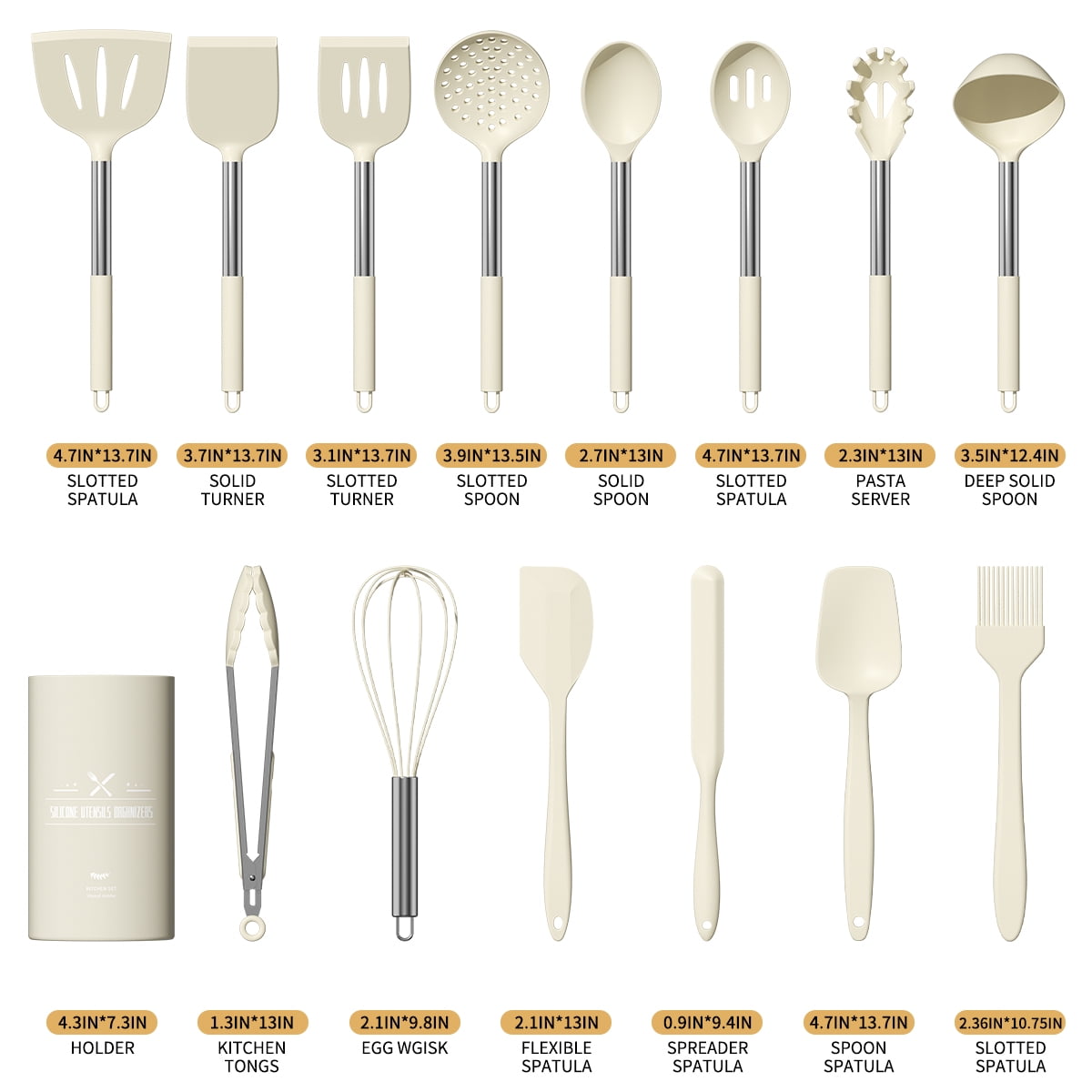 Premium Silicone Silicone Cooking Utensil Set, 30 Pcs Kitchen Utensils Set with Stainless Steel Handle, Food Grade Silicone Spatula Se... - Durable Turner & Ladle Utensil Set for Home Chefs Detail