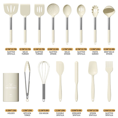 Premium Silicone Silicone Cooking Utensil Set, 30 Pcs Kitchen Utensils Set with Stainless Steel Handle, Food Grade Silicone Spatula Se... - Durable Turner & Ladle Utensil Set for Home Chefs Detail