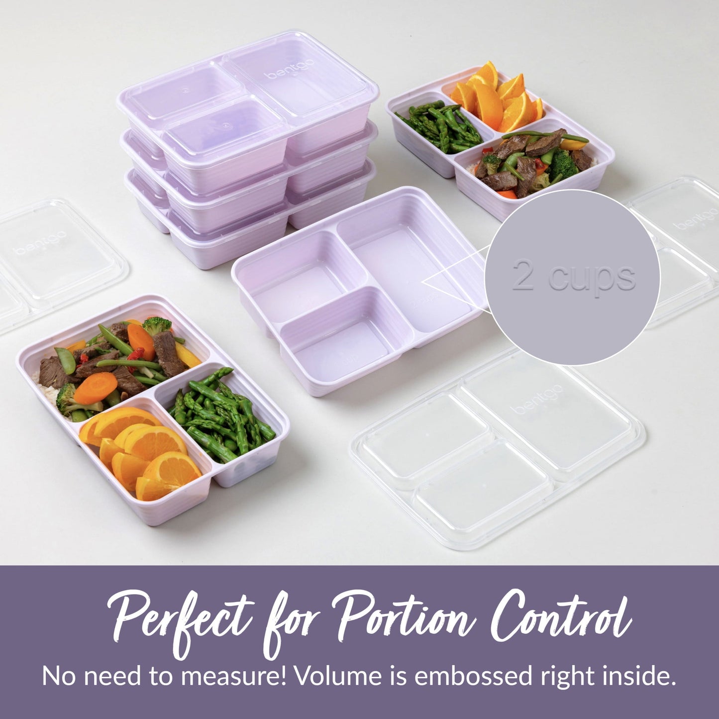 Playful Geometric 3-Compartment Meal Containers with Lids, PFAS & BPA Free Materials, Durable, Microwave, Freezer, & D... - Deliciously Soft Cupcake Sensory Glob Detail