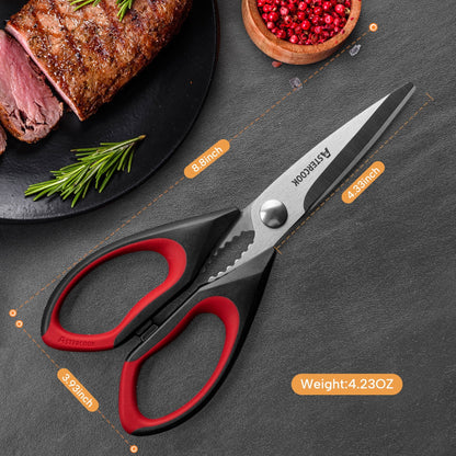 Ergonomic Manual 2 Pcs Kitchen Scissors, Heavy Duty Shears with Serrated Blade, Ergonomic Handle Food Scissor for Poultry, H... - Multi-Functional Manual Food Chopper & Slicer Detail