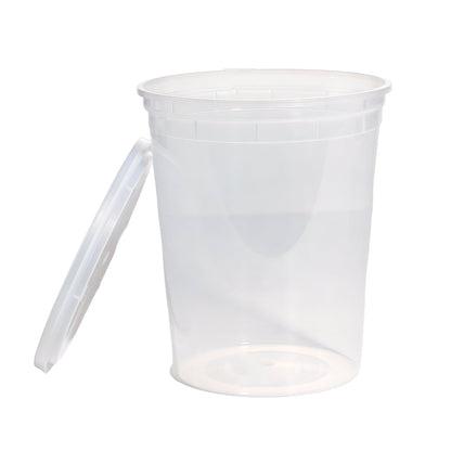 Playful Geometric 40 Piece 32oz Plastic Deli Container, Ideal Use for Meal Prep and Batch Cooking - Deliciously Soft Cupcake Sensory Glob Detail