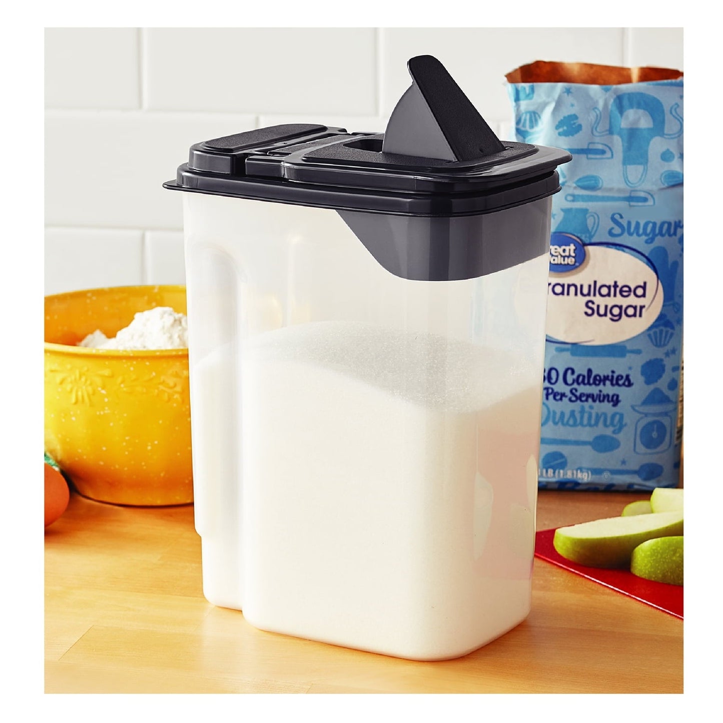 Sweet Treat Shaped 3.5 QT Plastic Food Dispenser, Clear with Gray Lid (1 Each) 7.5" L x 3.75" W x 9.25" H, Designed to Help wi... - Squishy Dohnut Sweet Treat Shaped Stress Toy Detail