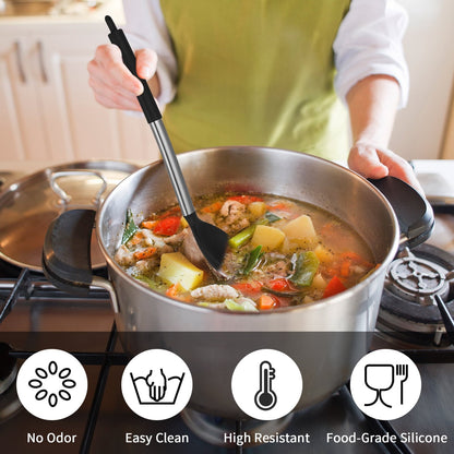 Non-Stick Safe Silicone Cooking Spatulas and Spoons, 4 Pack Heat Resistant Silicone Cooking Utensils Set, Non-stick Large Ki... - Heat-Resistant Silicone Cooking Spatula Turner Detail