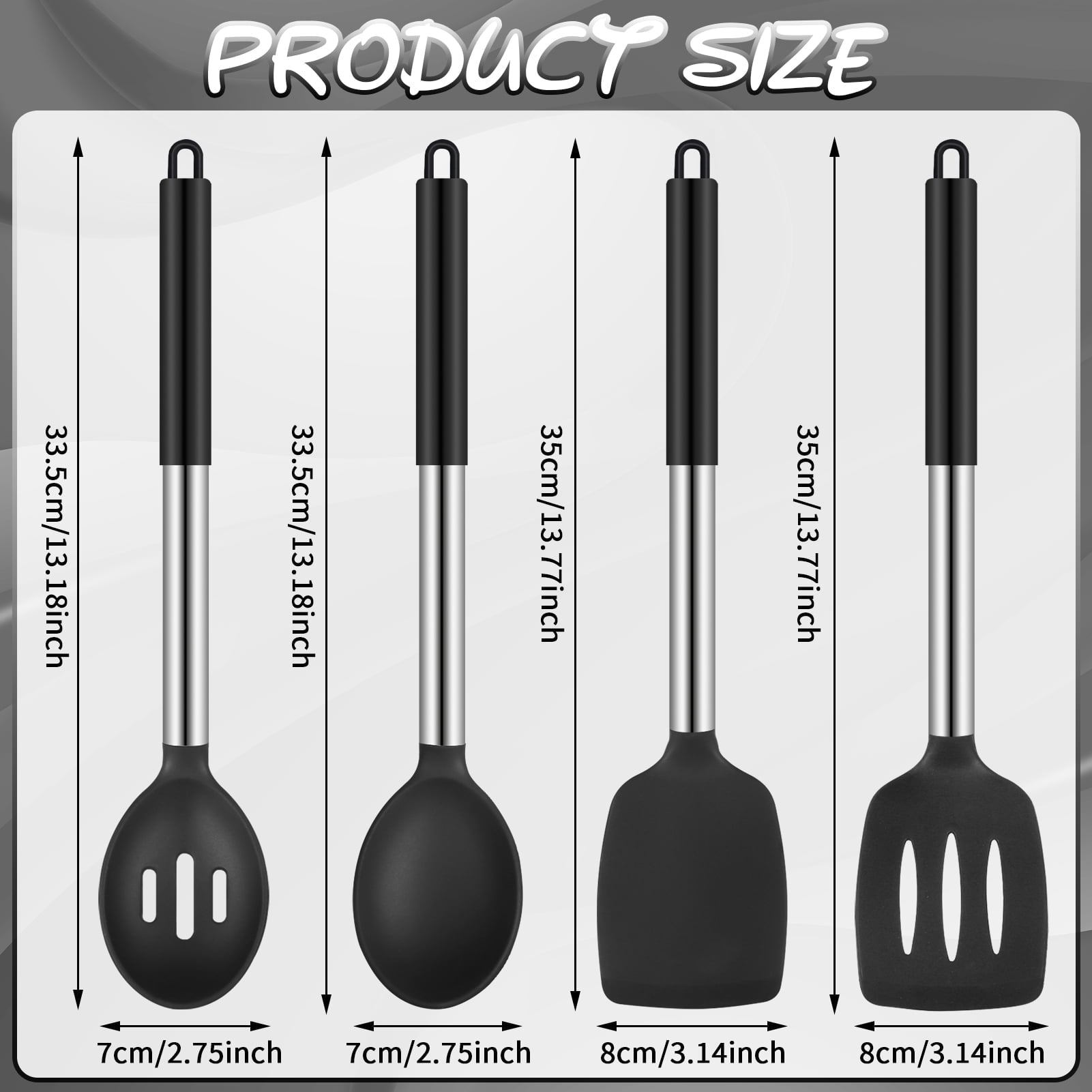 Non-Stick Safe Silicone Cooking Spatulas and Spoons, 4 Pack Heat Resistant Silicone Cooking Utensils Set, Non-stick Large Ki... - Heat-Resistant Silicone Cooking Spatula Turner Detail