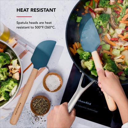 Durable Steel 2-Piece Silicone Mixing Spatula and Scraper Set for Cooking, Agave - High-Precision Culinary Tool for Baking & Cooking Detail