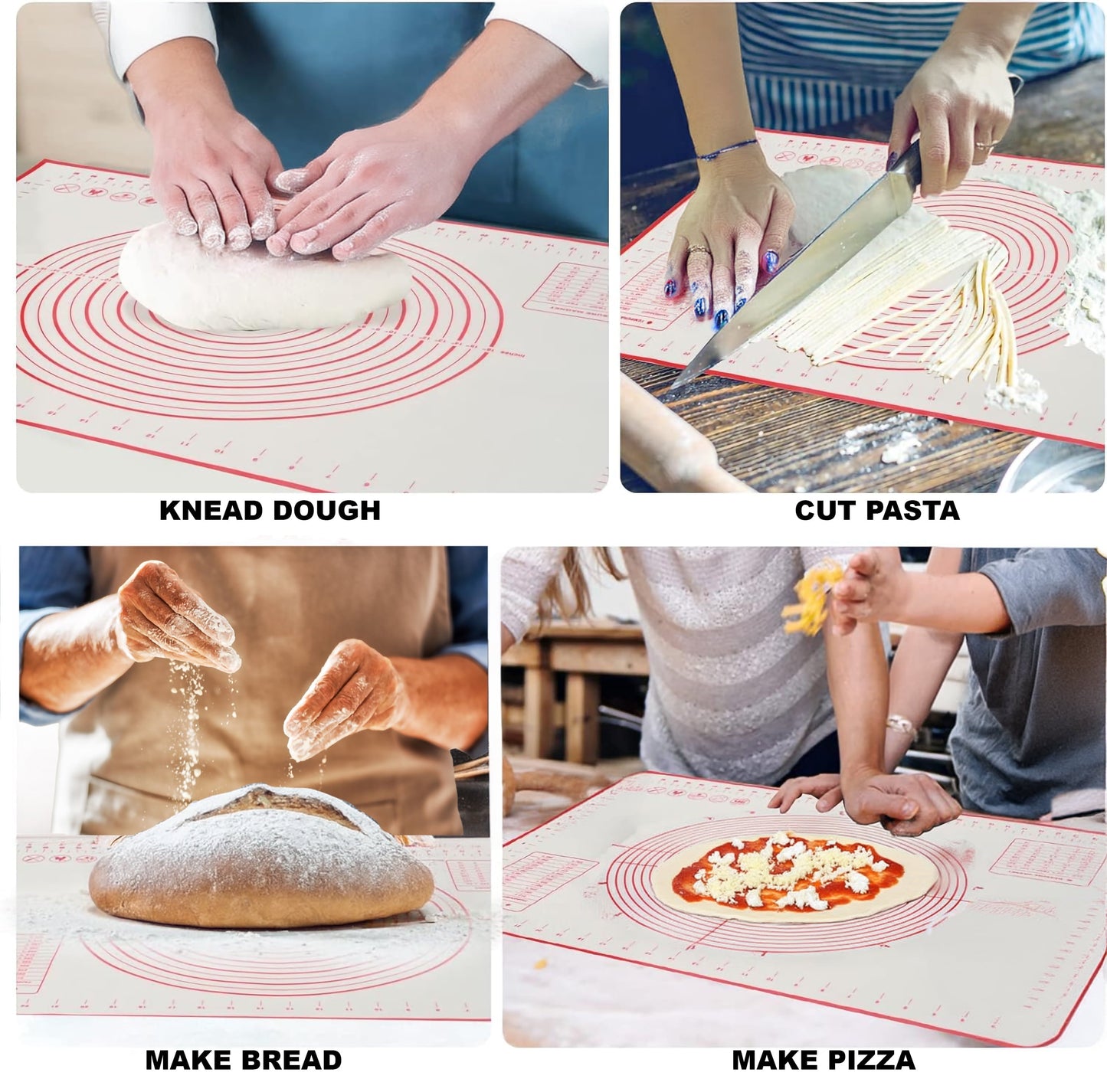 Ergonomic Manual Reusable Silicone 24"x 18" Pastry Mat with Measurements - Multi-Functional Manual Food Chopper & Slicer Detail