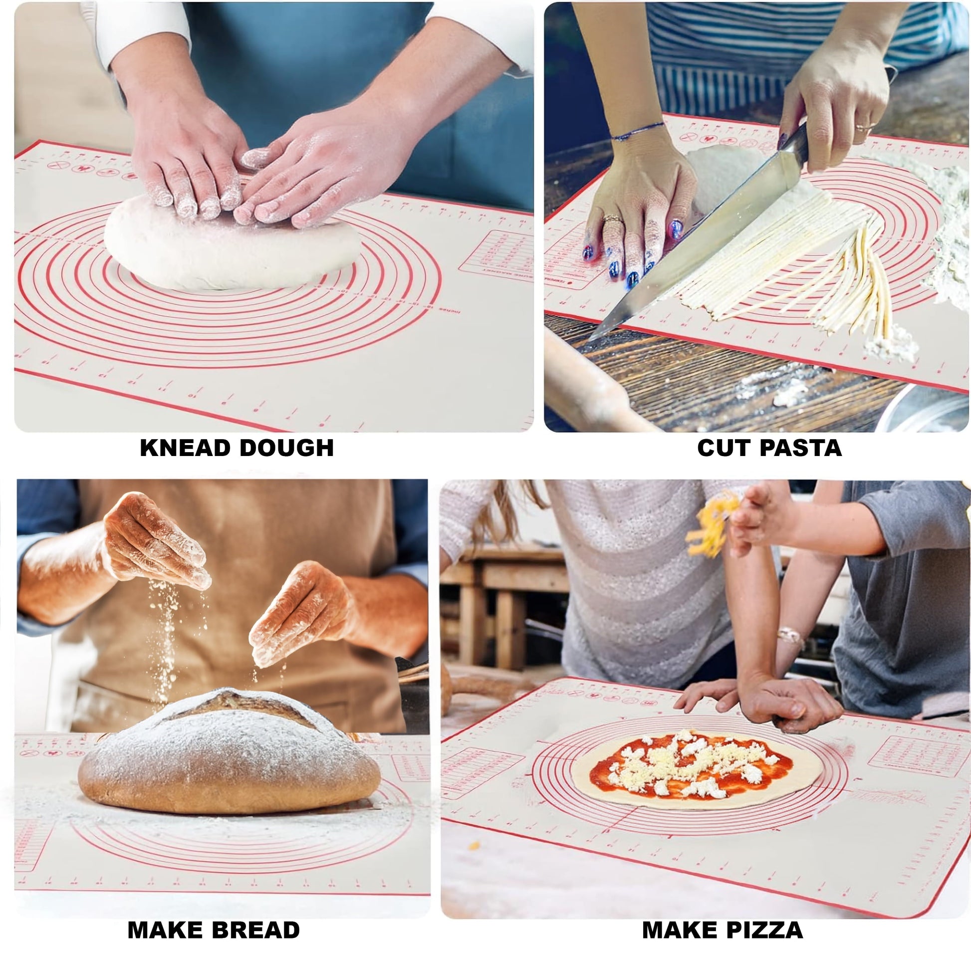 Ergonomic Manual Reusable Silicone 24"x 18" Pastry Mat with Measurements - Multi-Functional Manual Food Chopper & Slicer Detail