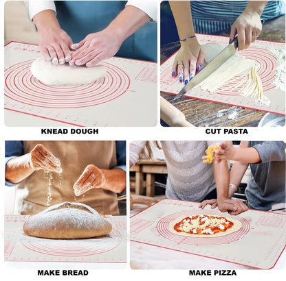 Ergonomic Manual Reusable Silicone 24"x 18" Pastry Mat with Measurements - Multi-Functional Manual Food Chopper & Slicer Detail