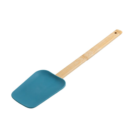 Non-Stick Safe 9-Piece Bamboo Gadgets Kitchen and Cooking Utensil Sets, Blue - Ergonomic Kitchen Tongs and Cooking Spoon Utensil Detail