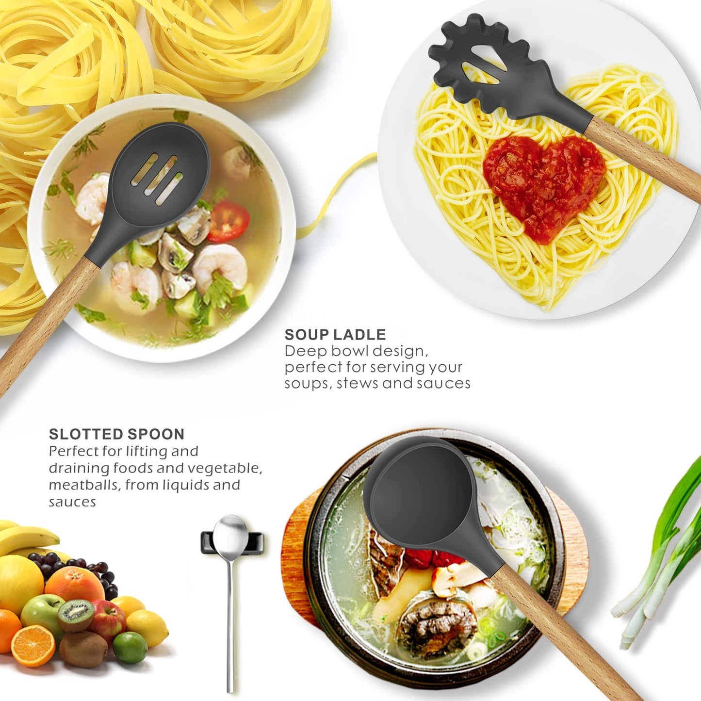 High-Precision Silicone Cooking Utensils Set - 446°F Heat Resistant Silicone Kitchen Utensils for Cooking,Kitchen Utensil Spatula Se... - High-Precision Culinary Tool for Baking & Cooking Detail