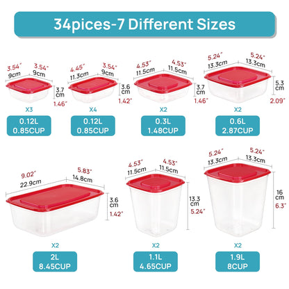 Fun Food Fidget 34 Pieces Meal Prep Containers, 7-Size ，Plastic Food Storage Containers with Lids for Lunch,Leftover - Deliciously Soft Cupcake Sensory Glob Detail